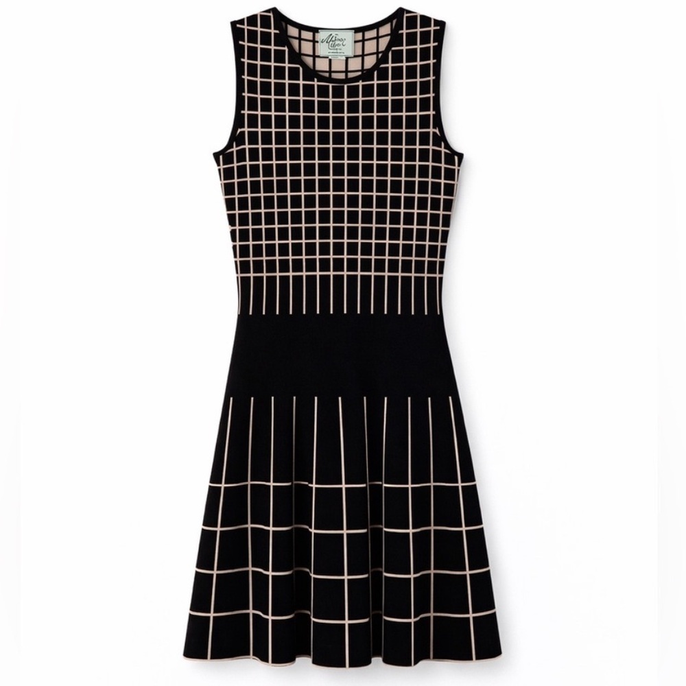 Kate Spade Madison Ave Collection Windowpane Knit Fit & Flare Dress Size S